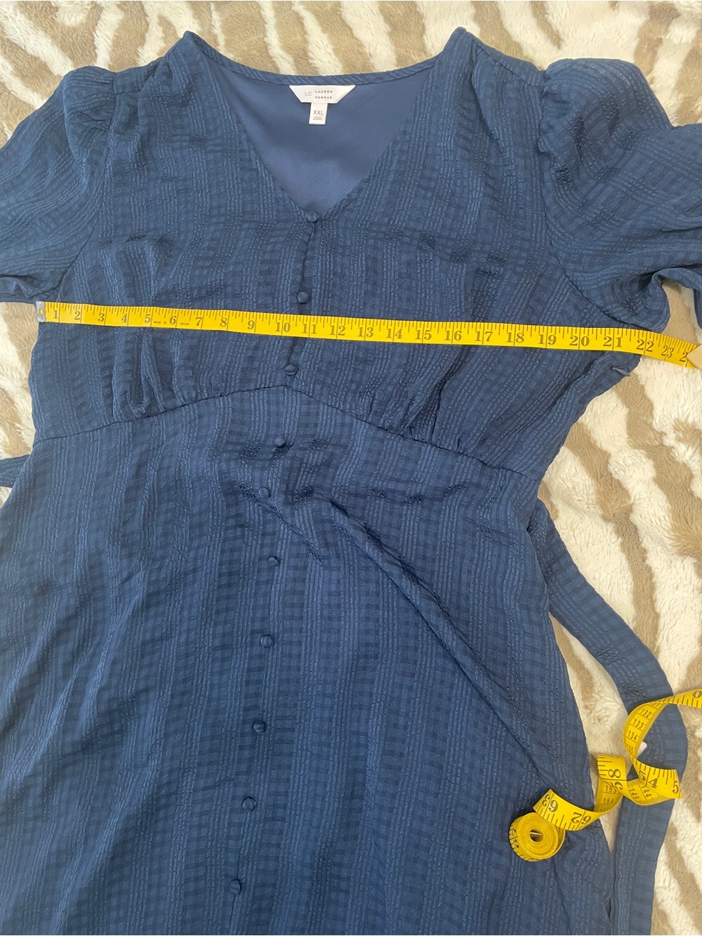 LC Lauren Conrad Navy Blue Midi Button-Front Dress - Picture 5 of 8